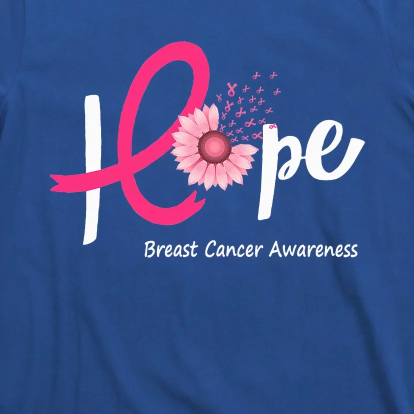 Hope Breast Cancer Pink Ribbons Sunflower October Month T-Shirt