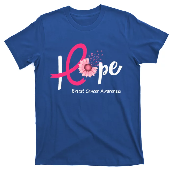 Hope Breast Cancer Pink Ribbons Sunflower October Month T-Shirt