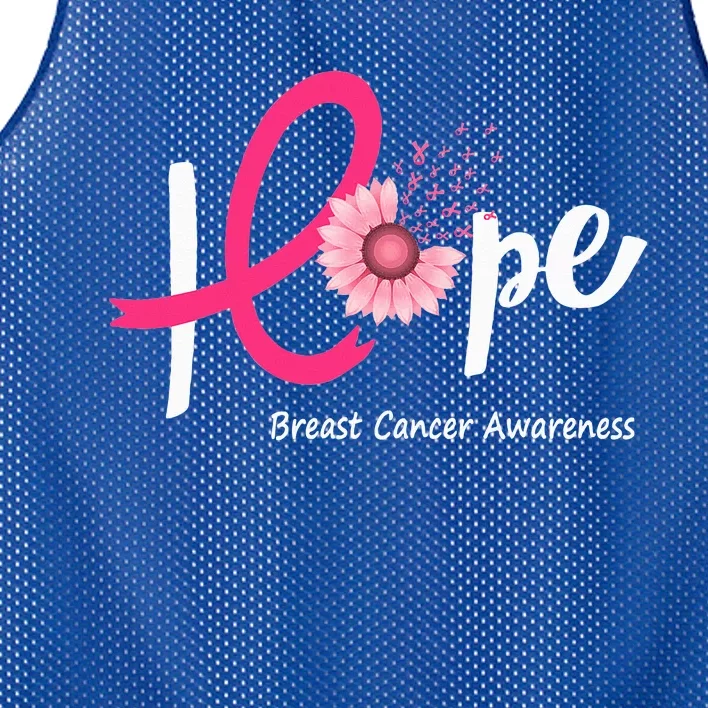 Hope Breast Cancer Pink Ribbons Sunflower October Month Mesh Reversible Basketball Jersey Tank