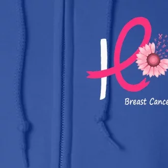 Hope Breast Cancer Pink Ribbons Sunflower October Month Full Zip Hoodie