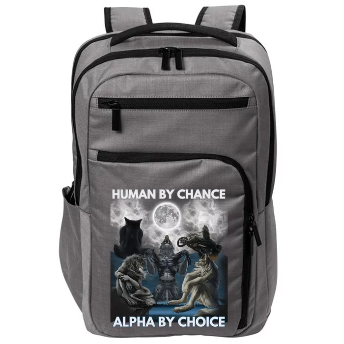 Human By Chance Alpha By Choice Wolf Vintage Impact Tech Backpack