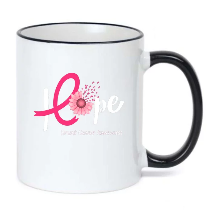 Hope Breast Cancer Pink Ribbons Sunflower October Month Black Color Changing Mug