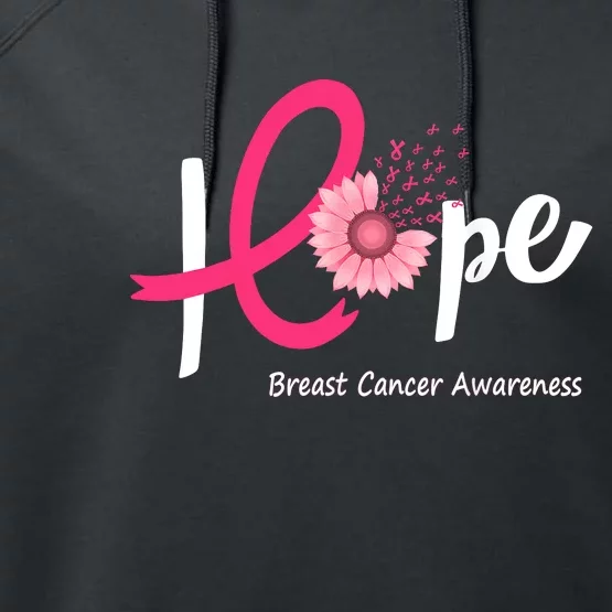 Hope Breast Cancer Pink Ribbons Sunflower October Month Performance Fleece Hoodie