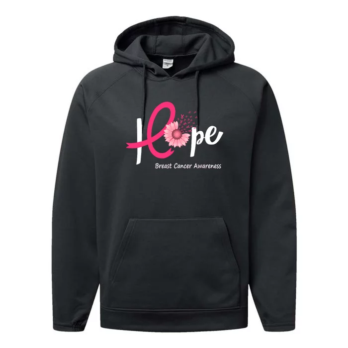 Hope Breast Cancer Pink Ribbons Sunflower October Month Performance Fleece Hoodie