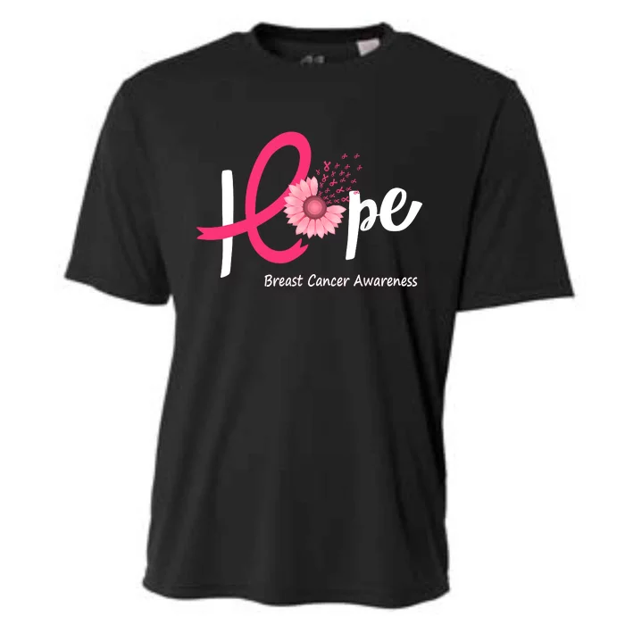 Hope Breast Cancer Pink Ribbons Sunflower October Month Cooling Performance Crew T-Shirt