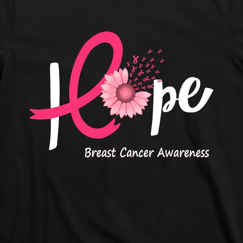 Hope Breast Cancer Pink Ribbons Sunflower October Month T-Shirt