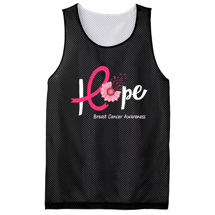 Hope Breast Cancer Pink Ribbons Sunflower October Month Mesh Reversible Basketball Jersey Tank