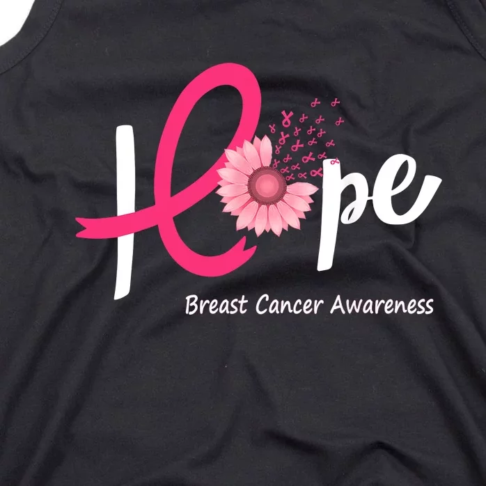 Hope Breast Cancer Pink Ribbons Sunflower October Month Tank Top