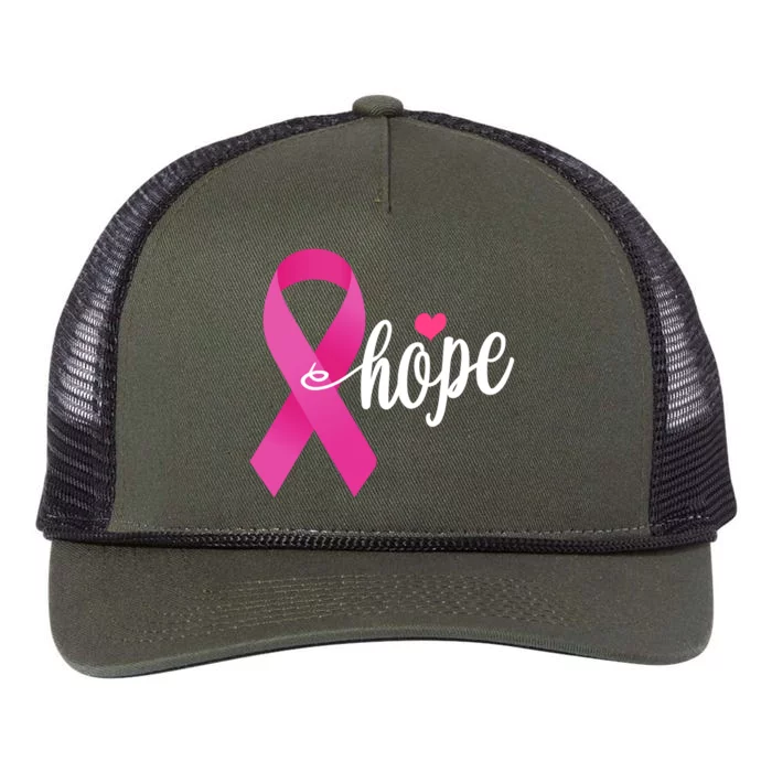 Hope Breast Cancer Awareness Ribbon Retro Rope Trucker Hat Cap