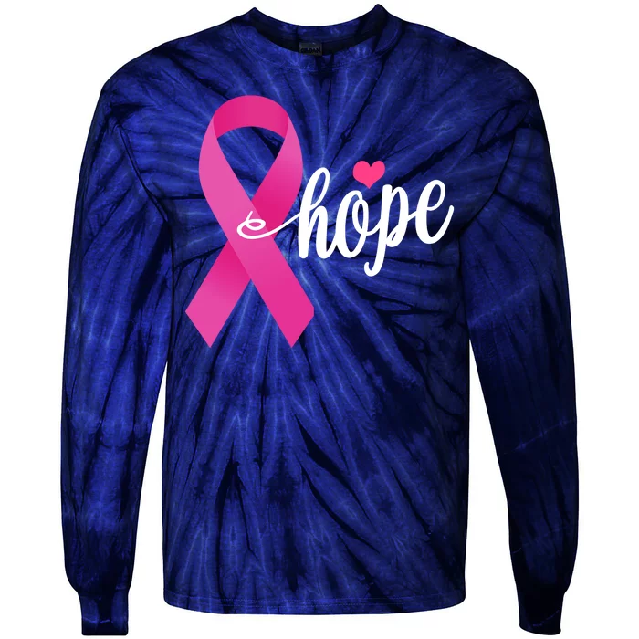 Hope Breast Cancer Awareness Ribbon Tie-Dye Long Sleeve Shirt