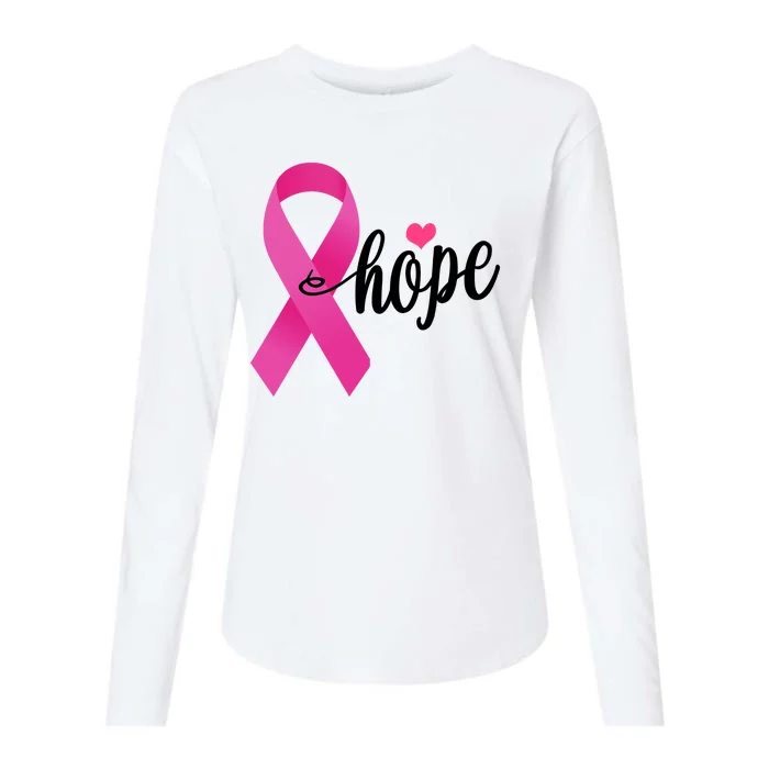 Hope Breast Cancer Awareness Ribbon Womens Cotton Relaxed Long Sleeve T-Shirt