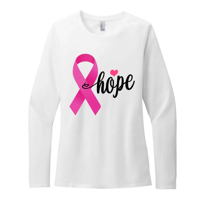 Hope Breast Cancer Awareness Ribbon Womens CVC Long Sleeve Shirt