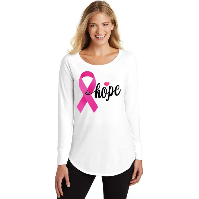 Hope Breast Cancer Awareness Ribbon Women's Perfect Tri Tunic Long Sleeve Shirt