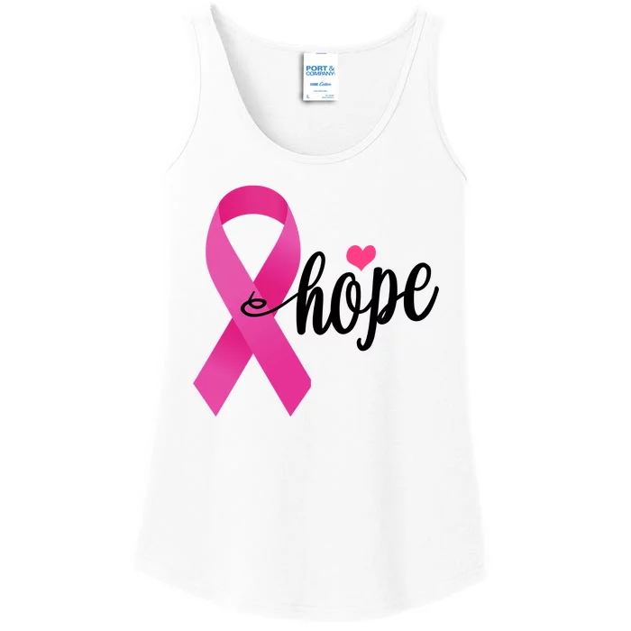 Hope Breast Cancer Awareness Ribbon Ladies Essential Tank