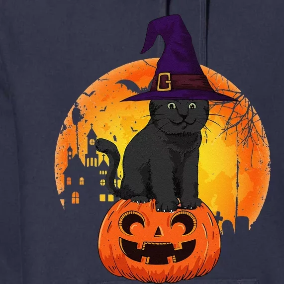 Halloween Black Cat Witch Pumpkin Halloween Premium Hoodie