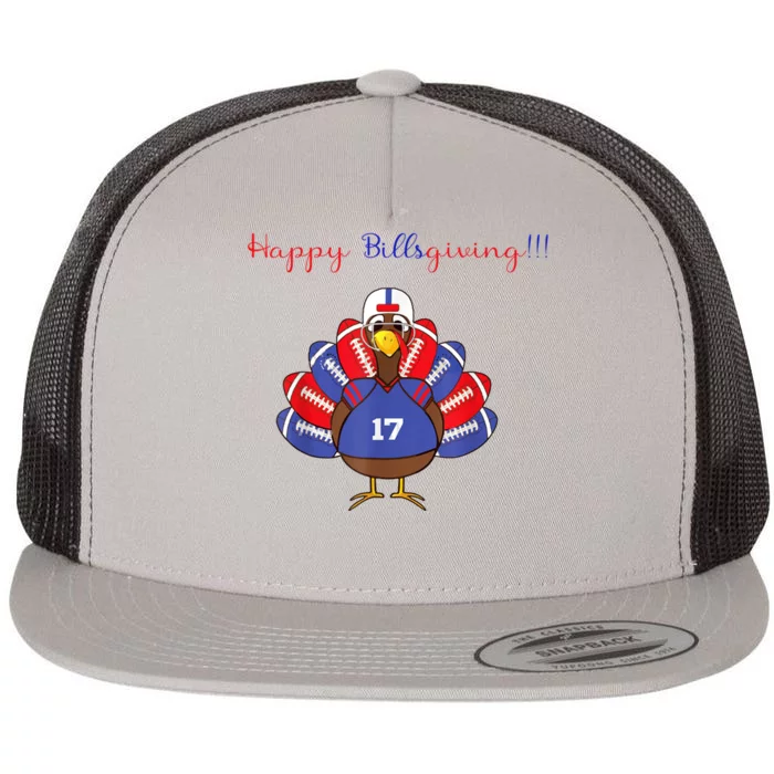 Happy BillsGiving Chicken Football Thanksgiving Flat Bill Trucker Hat