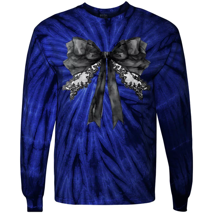 Halloween Black Coquette Bow Tie-Dye Long Sleeve Shirt