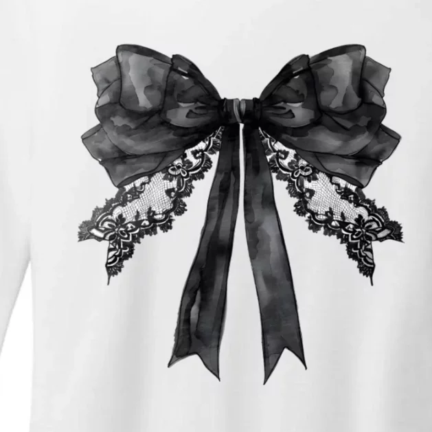 Halloween Black Coquette Bow Womens CVC Long Sleeve Shirt