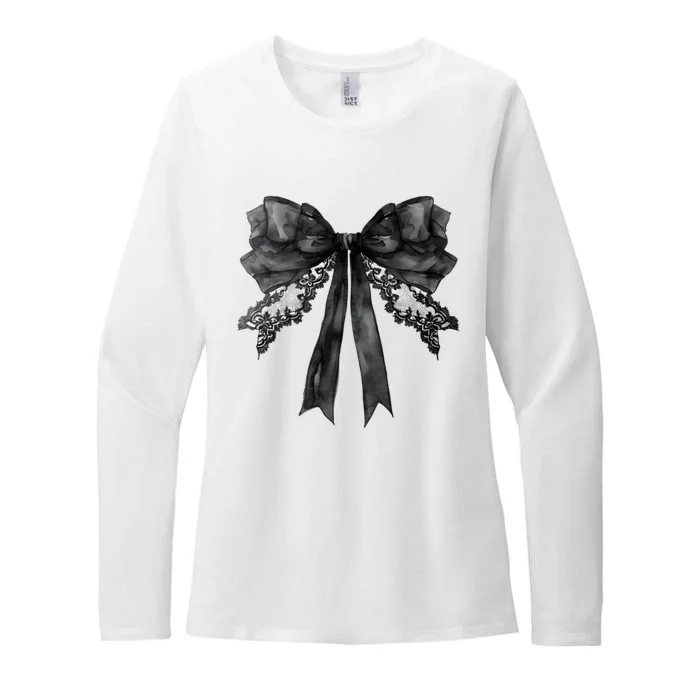 Halloween Black Coquette Bow Womens CVC Long Sleeve Shirt