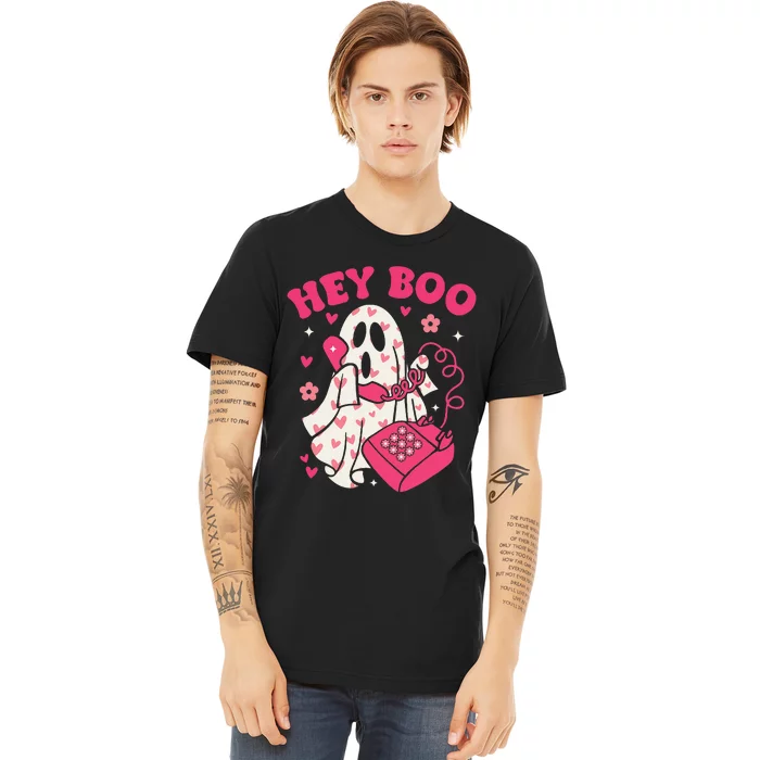 Hey Boo Cute Ghost Funny Halloween Premium T-Shirt