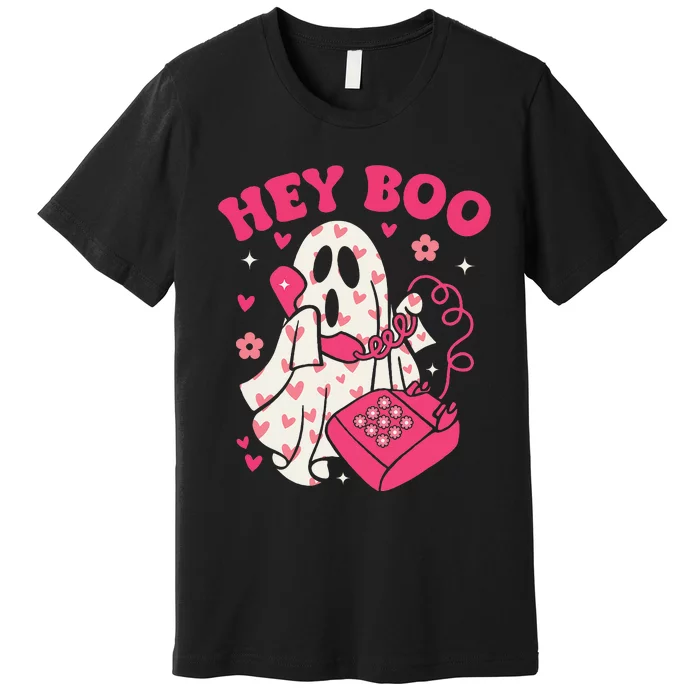 Hey Boo Cute Ghost Funny Halloween Premium T-Shirt