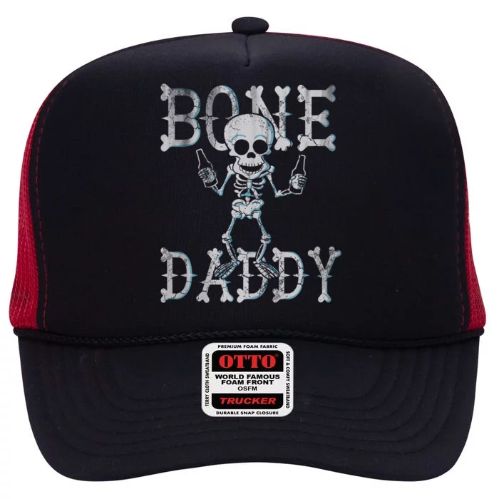 Halloween Bone Daddy Dads Birthday Gift Dad Gift High Crown Mesh Trucker Hat