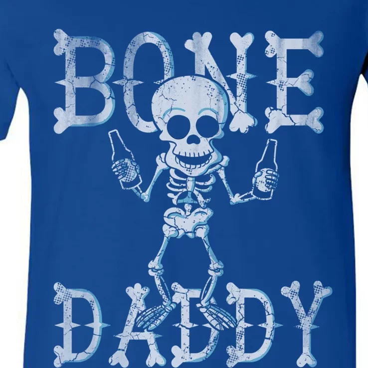 Halloween Bone Daddy Dads Birthday Gift Dad Gift V-Neck T-Shirt