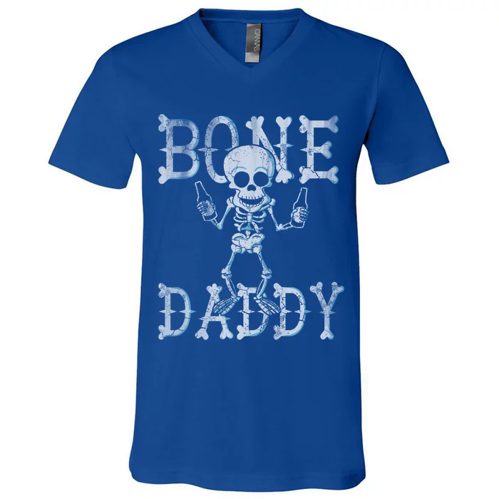 Halloween Bone Daddy Dads Birthday Gift Dad Gift V-Neck T-Shirt