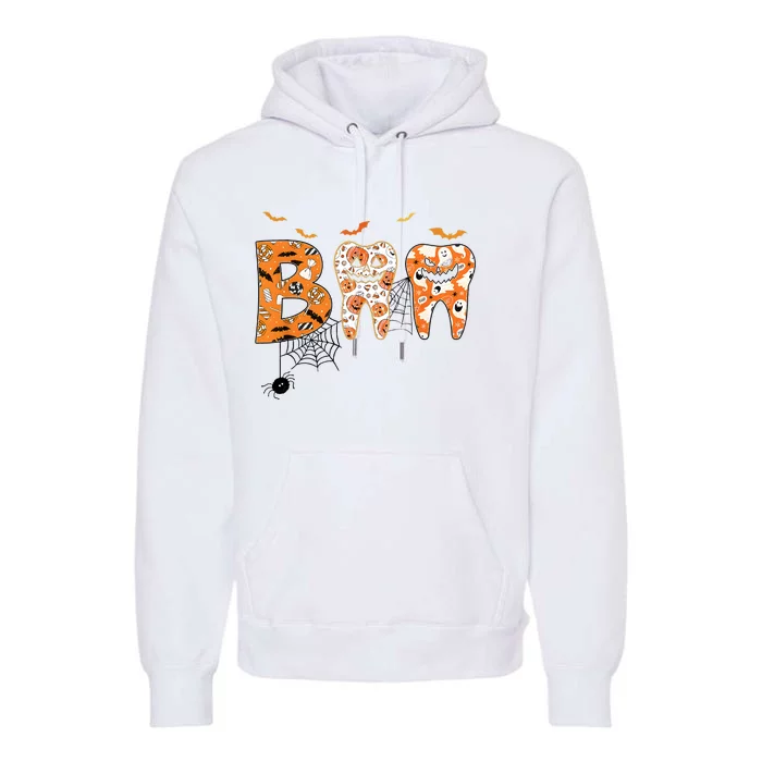 Halloween Boo Dental Spooky Spider Ghost Premium Hoodie