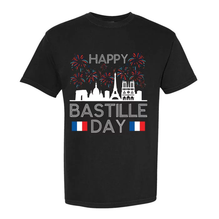 Happy Bastille Day France Paris French Flag Fireworks Garment-Dyed Heavyweight T-Shirt