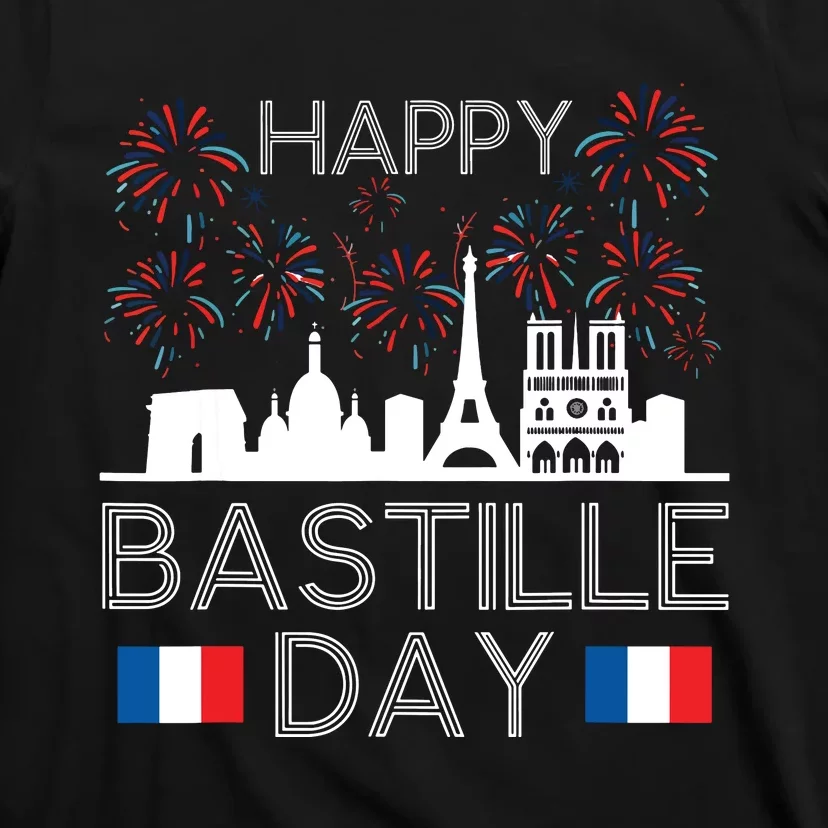 Happy Bastille Day France Paris French Flag Fireworks T-Shirt