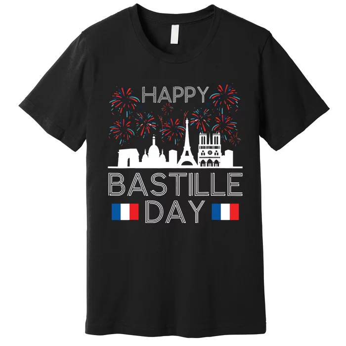 Happy Bastille Day France Paris French Flag Fireworks Premium T-Shirt