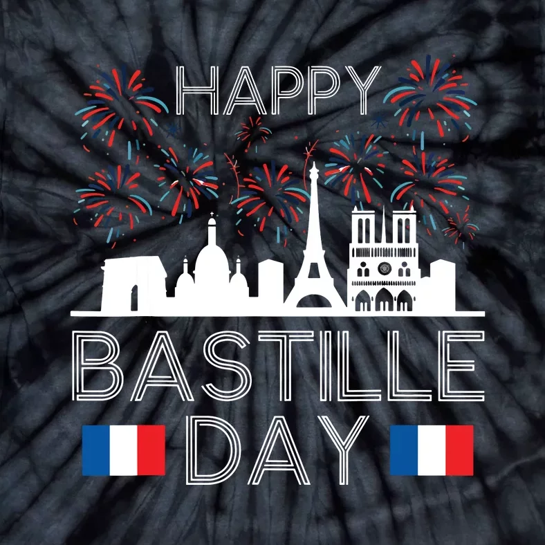 Happy Bastille Day France Paris French Flag Fireworks Tie-Dye T-Shirt