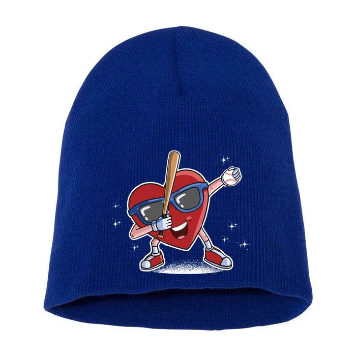 Heart Baseball Dabbing Heart Valentines Day Gift Short Acrylic Beanie