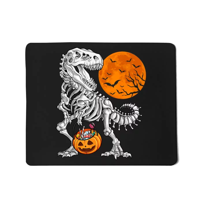 Halloween Boys Dinosaur Skeleton T Rex Scary Pumpkin Moon Mousepad