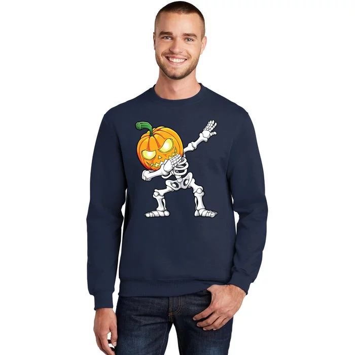 Halloween Boy Dabbing Skeleton Scary Pumpkin Jack O Lantern Tall Sweatshirt