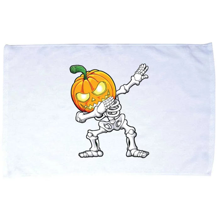 Halloween Boy Dabbing Skeleton Scary Pumpkin Jack O Lantern Microfiber Hand Towel