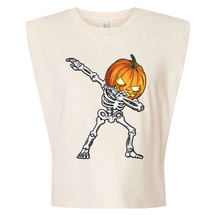 Halloween Boy Dabbing Skeleton Scary Pumpkin Jack O Lantern Garment-Dyed Women's Muscle Tee