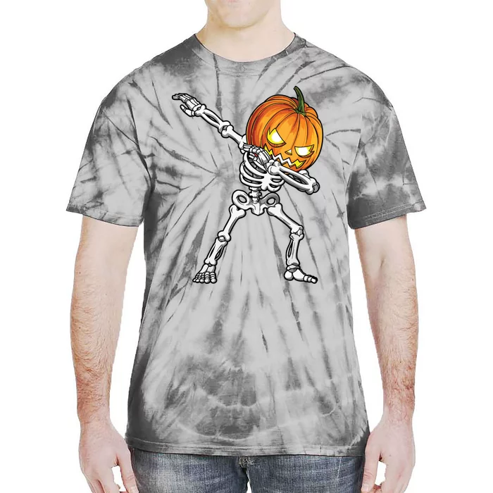 Halloween Boy Dabbing Skeleton Scary Pumpkin Jack O Lantern Tie-Dye T-Shirt