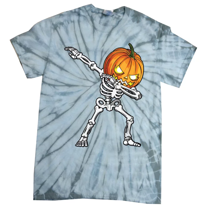 Halloween Boy Dabbing Skeleton Scary Pumpkin Jack O Lantern Tie-Dye T-Shirt