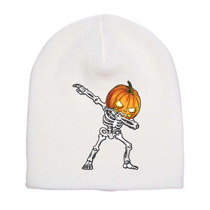 Halloween Boy Dabbing Skeleton Scary Pumpkin Jack O Lantern Short Acrylic Beanie