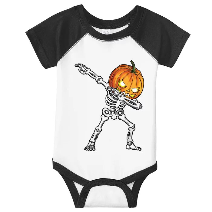 Halloween Boy Dabbing Skeleton Scary Pumpkin Jack O Lantern Infant Baby Jersey Bodysuit