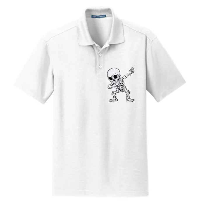 Halloween Boy Dabbing Skeleton Skull Rib Cage Dab Dance Dry Zone Grid Performance Polo