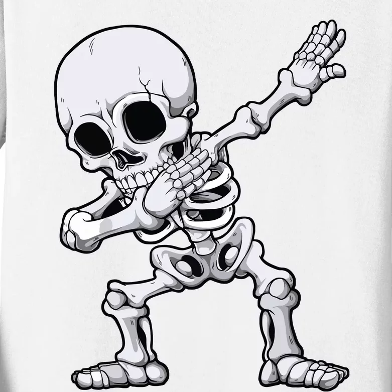 Halloween Boy Dabbing Skeleton Skull Rib Cage Dab Dance Kids Long Sleeve Shirt