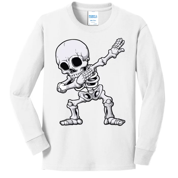 Halloween Boy Dabbing Skeleton Skull Rib Cage Dab Dance Kids Long Sleeve Shirt