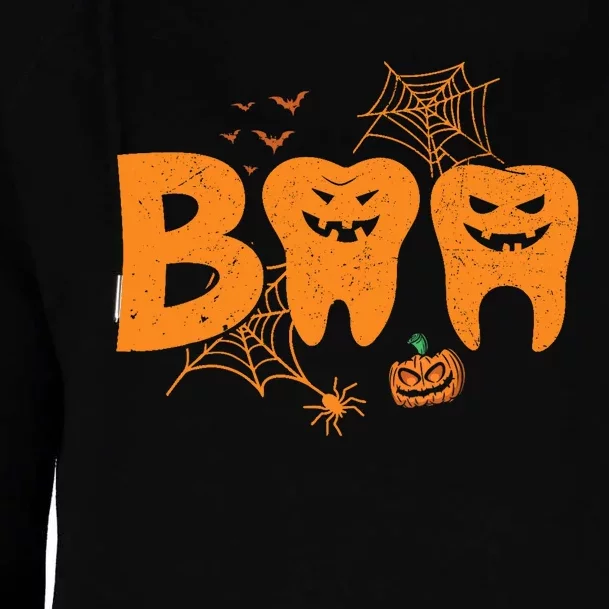 Halloween Boo Dentist Pumpkin Costume Dental Assistant Womens Funnel Neck Pullover Hood