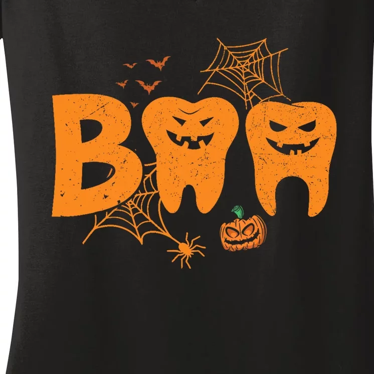 Halloween Boo Dentist Pumpkin Costume Dental Assistant Women's V-Neck T-Shirt