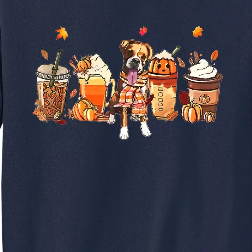 Halloween Boxer Dog Fall Coffee Pumpkin Spice Latte Tall Sweatshirt