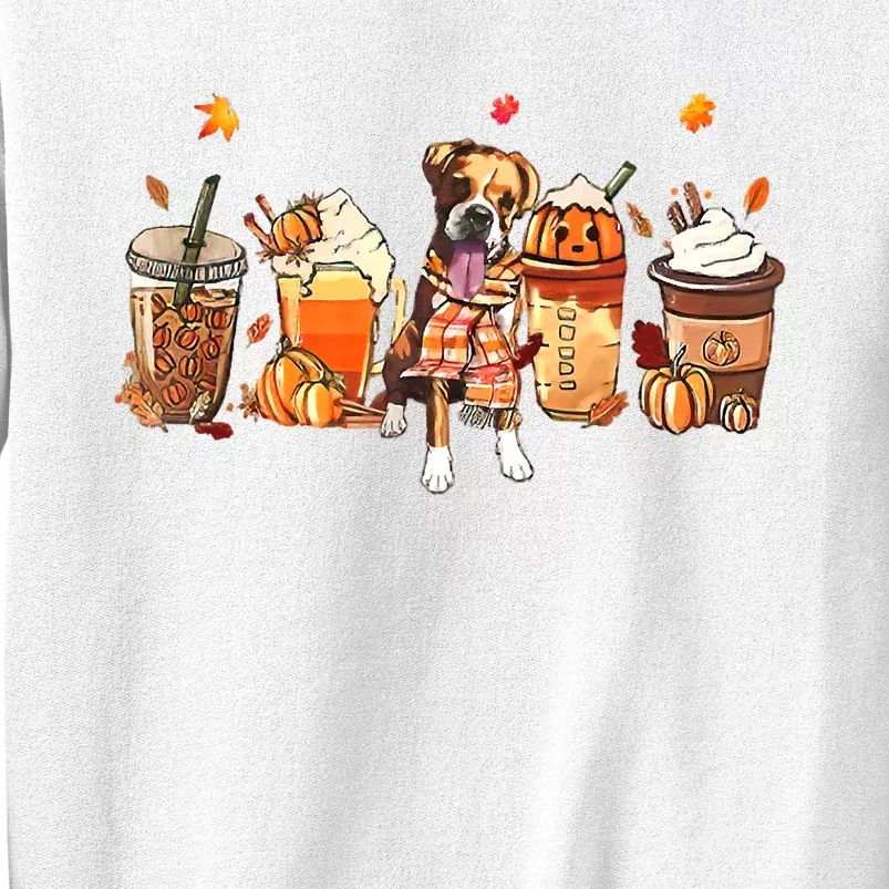 Halloween Boxer Dog Fall Coffee Pumpkin Spice Latte Sweatshirt