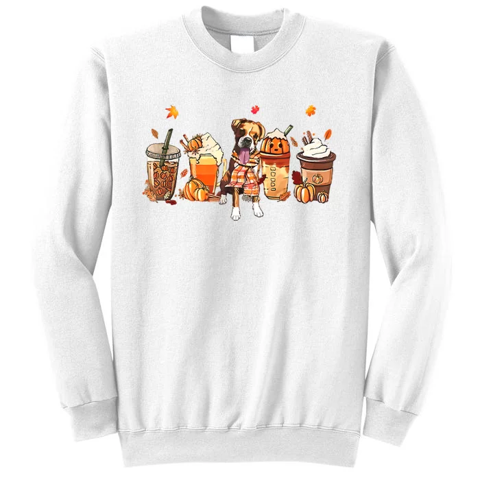 Halloween Boxer Dog Fall Coffee Pumpkin Spice Latte Sweatshirt